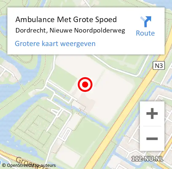 Locatie op kaart van de 112 melding: Ambulance Met Grote Spoed Naar Dordrecht, Nieuwe Noordpolderweg op 24 september 2024 11:26