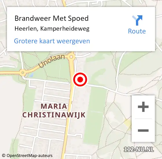 Locatie op kaart van de 112 melding: Brandweer Met Spoed Naar Heerlen, Kamperheideweg op 24 september 2024 11:34