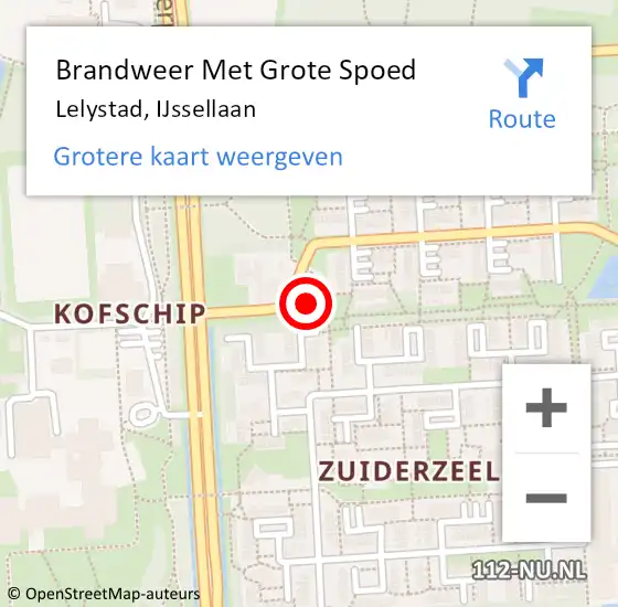 Locatie op kaart van de 112 melding: Brandweer Met Grote Spoed Naar Lelystad, IJssellaan op 24 september 2024 11:44