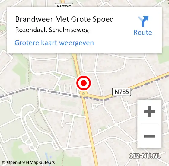 Locatie op kaart van de 112 melding: Brandweer Met Grote Spoed Naar Rozendaal, Schelmseweg op 24 september 2024 11:45