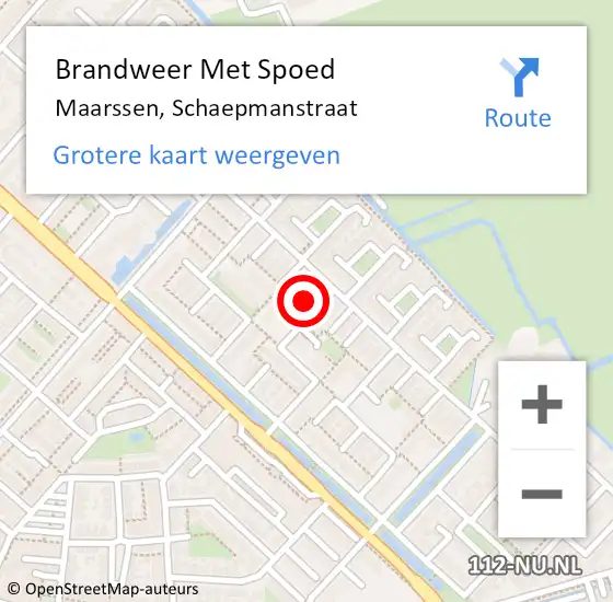 Locatie op kaart van de 112 melding: Brandweer Met Spoed Naar Maarssen, Schaepmanstraat op 24 september 2024 12:07