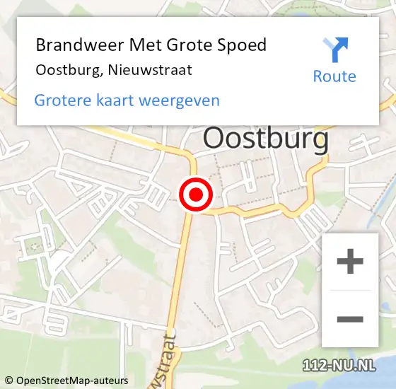 Locatie op kaart van de 112 melding: Brandweer Met Grote Spoed Naar Oostburg, Nieuwstraat op 24 september 2024 12:08