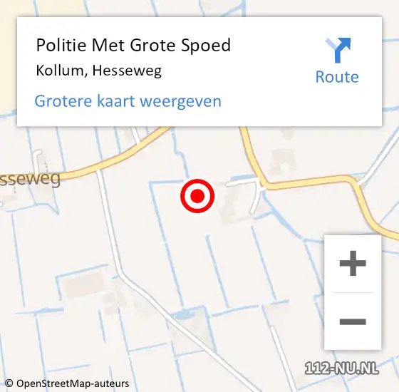 Locatie op kaart van de 112 melding: Politie Met Grote Spoed Naar Kollum, Hesseweg op 24 september 2024 12:12