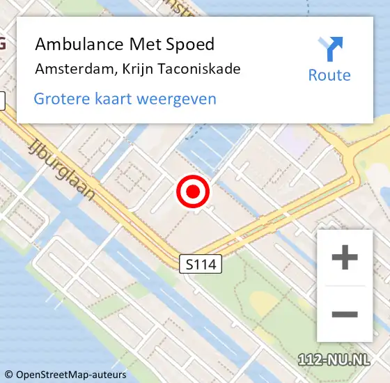 Locatie op kaart van de 112 melding: Ambulance Met Spoed Naar Amsterdam, Krijn Taconiskade op 24 september 2024 12:26