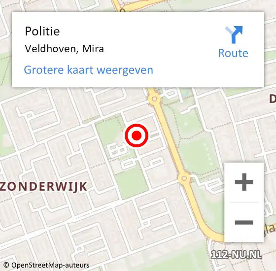 Locatie op kaart van de 112 melding: Politie Veldhoven, Mira op 24 september 2024 12:35