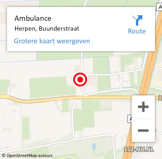 Locatie op kaart van de 112 melding: Ambulance Herpen, Buunderstraat op 21 oktober 2014 09:27