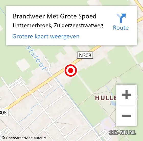 Locatie op kaart van de 112 melding: Brandweer Met Grote Spoed Naar Hattemerbroek, Zuiderzeestraatweg op 24 september 2024 12:52