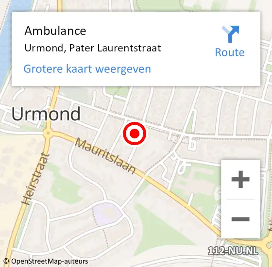 Locatie op kaart van de 112 melding: Ambulance Urmond, Pater Laurentstraat op 21 oktober 2014 09:28