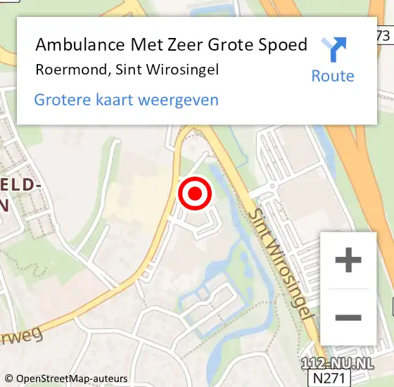 Locatie op kaart van de 112 melding: Ambulance Met Zeer Grote Spoed Naar Roermond, Sint Wirosingel op 24 september 2024 13:18