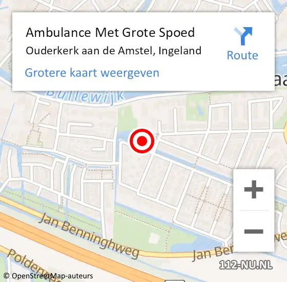 Locatie op kaart van de 112 melding: Ambulance Met Grote Spoed Naar Ouderkerk aan de Amstel, Ingeland op 24 september 2024 13:23