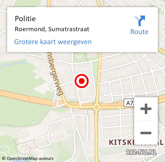 Locatie op kaart van de 112 melding: Politie Roermond, Sumatrastraat op 24 september 2024 13:23