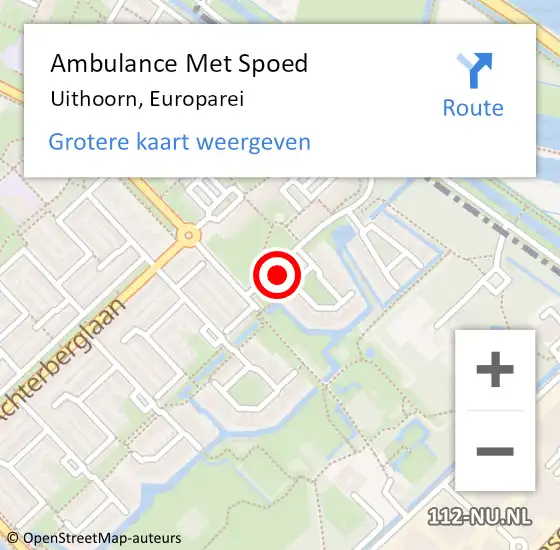 Locatie op kaart van de 112 melding: Ambulance Met Spoed Naar Uithoorn, Europarei op 24 september 2024 13:41