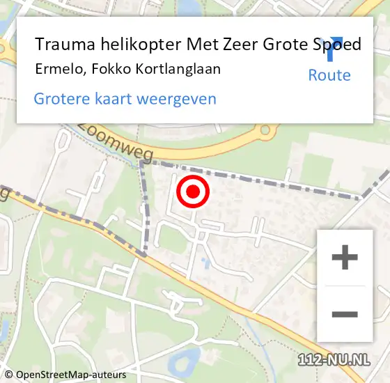 Locatie op kaart van de 112 melding: Trauma helikopter Met Zeer Grote Spoed Naar Ermelo, Fokko Kortlanglaan op 24 september 2024 13:55