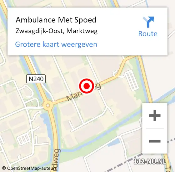 Locatie op kaart van de 112 melding: Ambulance Met Spoed Naar Zwaagdijk-Oost, Marktweg op 24 september 2024 14:01