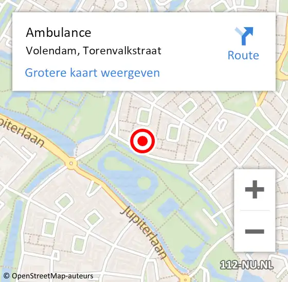 Locatie op kaart van de 112 melding: Ambulance Volendam, Torenvalkstraat op 24 september 2024 14:10