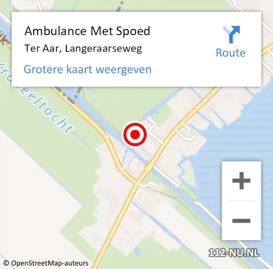 Locatie op kaart van de 112 melding: Ambulance Met Spoed Naar Ter Aar, Langeraarseweg op 21 oktober 2014 09:35