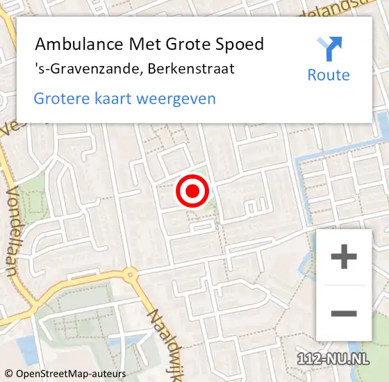 Locatie op kaart van de 112 melding: Ambulance Met Grote Spoed Naar 's-Gravenzande, Berkenstraat op 24 september 2024 14:16