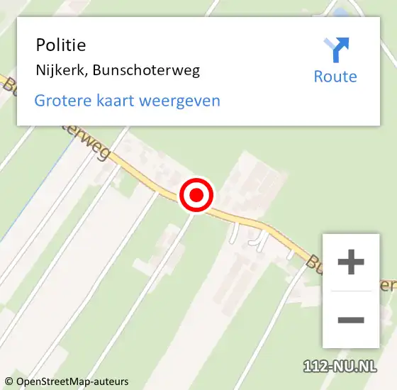 Locatie op kaart van de 112 melding: Politie Nijkerk, Bunschoterweg op 24 september 2024 14:30