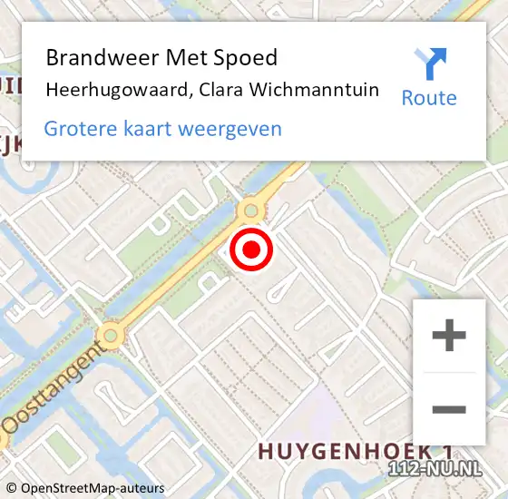 Locatie op kaart van de 112 melding: Brandweer Met Spoed Naar Heerhugowaard, Clara Wichmanntuin op 24 september 2024 14:50