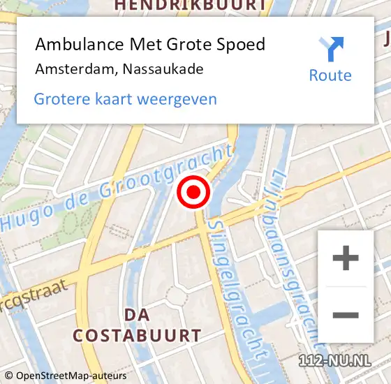 Locatie op kaart van de 112 melding: Ambulance Met Grote Spoed Naar Amsterdam, Nassaukade op 24 september 2024 14:55