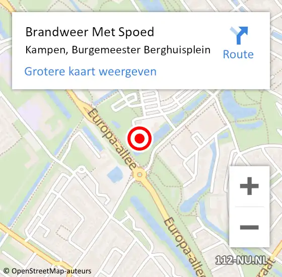 Locatie op kaart van de 112 melding: Brandweer Met Spoed Naar Kampen, Burgemeester Berghuisplein op 24 september 2024 15:16