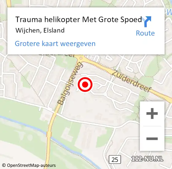 Locatie op kaart van de 112 melding: Trauma helikopter Met Grote Spoed Naar Wijchen, Elsland op 24 september 2024 15:42