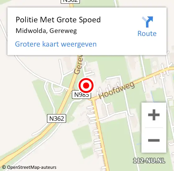 Locatie op kaart van de 112 melding: Politie Met Grote Spoed Naar Midwolda, Gereweg op 24 september 2024 15:49