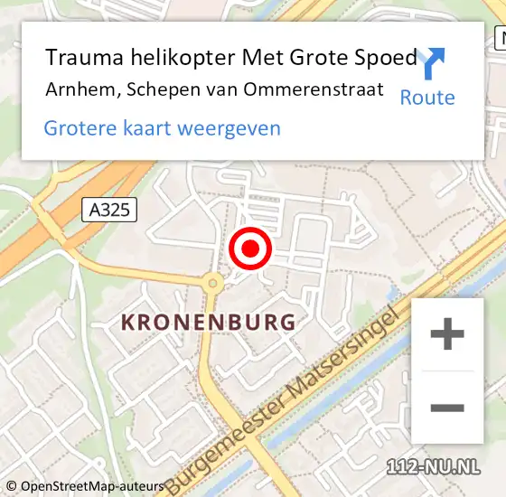 Locatie op kaart van de 112 melding: Trauma helikopter Met Grote Spoed Naar Arnhem, Schepen van Ommerenstraat op 24 september 2024 15:53