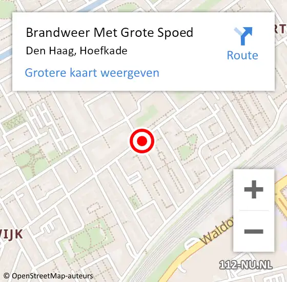 Locatie op kaart van de 112 melding: Brandweer Met Grote Spoed Naar Den Haag, Hoefkade op 24 september 2024 16:00