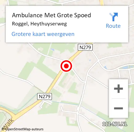 Locatie op kaart van de 112 melding: Ambulance Met Grote Spoed Naar Roggel, Heythuyserweg op 24 september 2024 16:18