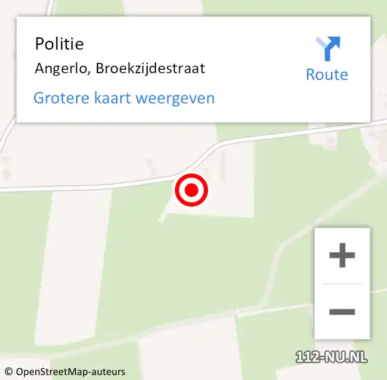 Locatie op kaart van de 112 melding: Politie Angerlo, Broekzijdestraat op 24 september 2024 16:29