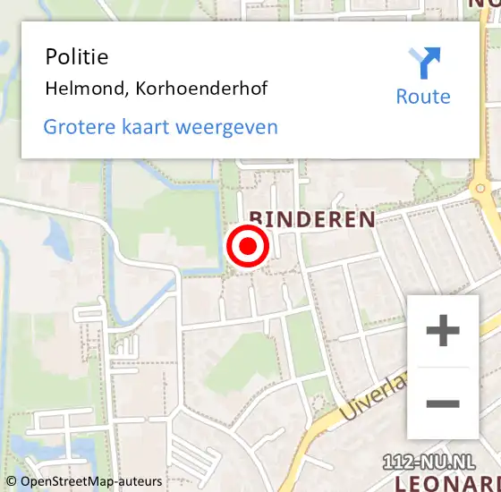 Locatie op kaart van de 112 melding: Politie Helmond, Korhoenderhof op 24 september 2024 16:30