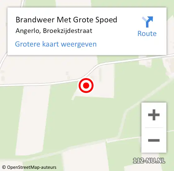 Locatie op kaart van de 112 melding: Brandweer Met Grote Spoed Naar Angerlo, Broekzijdestraat op 24 september 2024 16:33