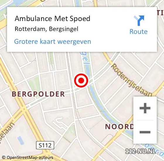 Locatie op kaart van de 112 melding: Ambulance Met Spoed Naar Rotterdam, Bergsingel op 24 september 2024 16:33