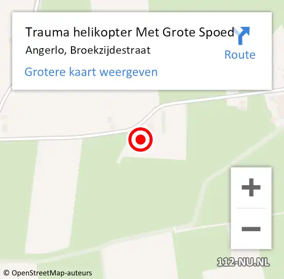 Locatie op kaart van de 112 melding: Trauma helikopter Met Grote Spoed Naar Angerlo, Broekzijdestraat op 24 september 2024 16:34