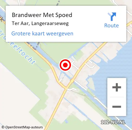 Locatie op kaart van de 112 melding: Brandweer Met Spoed Naar Ter Aar, Langeraarseweg op 21 oktober 2014 09:54