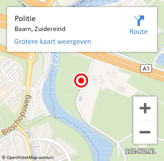 Locatie op kaart van de 112 melding: Politie Baarn, Zuidereind op 24 september 2024 16:42