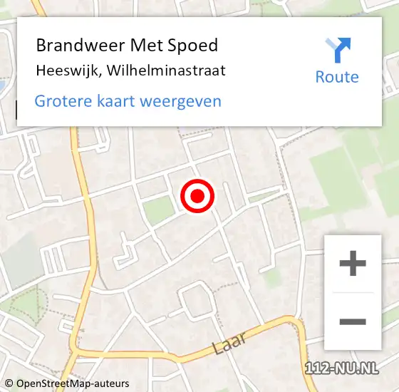 Locatie op kaart van de 112 melding: Brandweer Met Spoed Naar Heeswijk, Wilhelminastraat op 24 september 2024 16:56