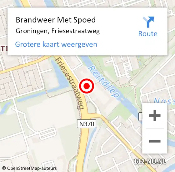 Locatie op kaart van de 112 melding: Brandweer Met Spoed Naar Groningen, Friesestraatweg op 24 september 2024 16:58