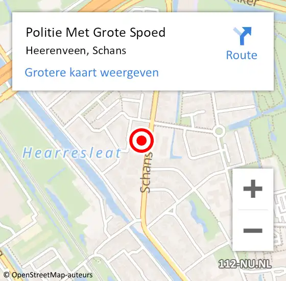 Locatie op kaart van de 112 melding: Politie Met Grote Spoed Naar Heerenveen, Schans op 24 september 2024 17:05