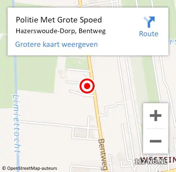 Locatie op kaart van de 112 melding: Politie Met Grote Spoed Naar Hazerswoude-Dorp, Bentweg op 24 september 2024 17:06