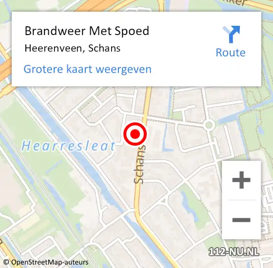 Locatie op kaart van de 112 melding: Brandweer Met Spoed Naar Heerenveen, Schans op 24 september 2024 17:07