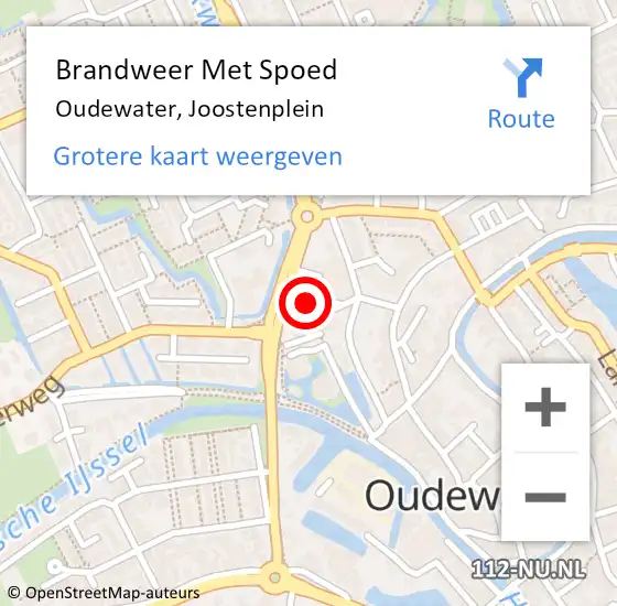 Locatie op kaart van de 112 melding: Brandweer Met Spoed Naar Oudewater, Joostenplein op 24 september 2024 17:07