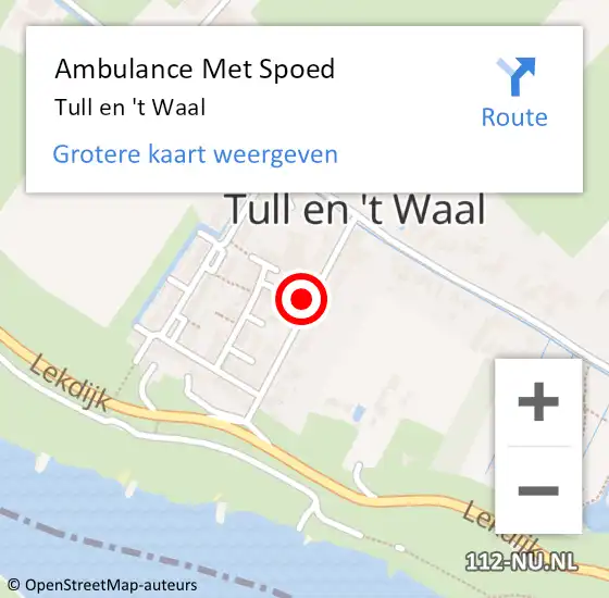 Locatie op kaart van de 112 melding: Ambulance Met Spoed Naar Tull en 't Waal op 24 september 2024 17:09