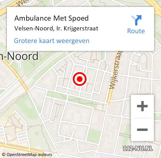 Locatie op kaart van de 112 melding: Ambulance Met Spoed Naar Velsen-Noord, Ir. Krijgerstraat op 24 september 2024 17:23