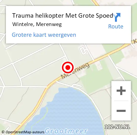 Locatie op kaart van de 112 melding: Trauma helikopter Met Grote Spoed Naar Wintelre, Merenweg op 24 september 2024 17:26