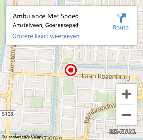 Locatie op kaart van de 112 melding: Ambulance Met Spoed Naar Amstelveen, Goereesepad op 24 september 2024 17:28