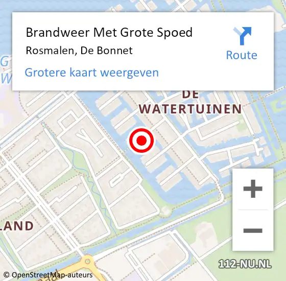 Locatie op kaart van de 112 melding: Brandweer Met Grote Spoed Naar Rosmalen, De Bonnet op 24 september 2024 17:36