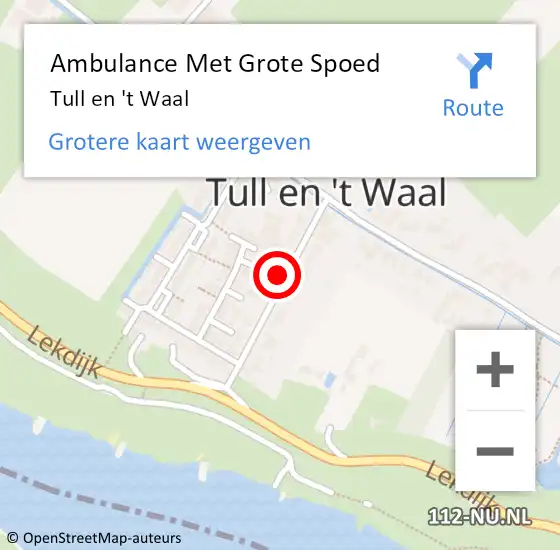 Locatie op kaart van de 112 melding: Ambulance Met Grote Spoed Naar Tull en 't Waal op 24 september 2024 17:39