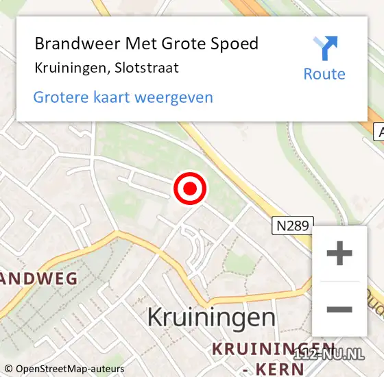 Locatie op kaart van de 112 melding: Brandweer Met Grote Spoed Naar Kruiningen, Slotstraat op 24 september 2024 17:40